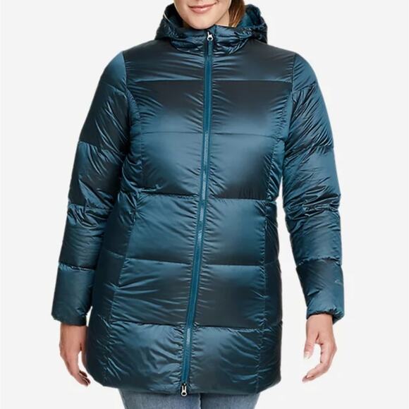 Eddie Bauer Women's Peacock Blue Luna Peak Down Filled Parka Jacket M - Picture 1 of 12